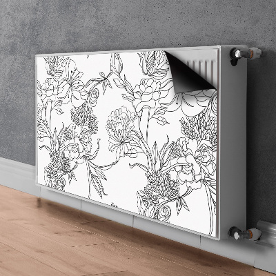 Decoratieve radiatormat Zwart-witte bloemen