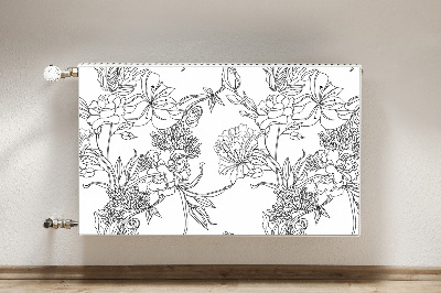 Decoratieve radiatormat Zwart-witte bloemen