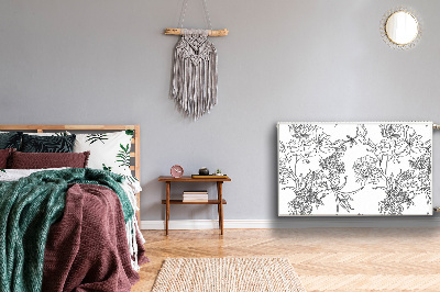 Decoratieve radiatormat Zwart-witte bloemen