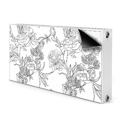 Decoratieve radiatormat Zwart-witte bloemen