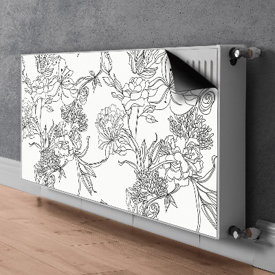 Decoratieve radiatormat Zwart-witte bloemen