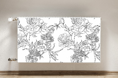 Decoratieve radiatormat Zwart-witte bloemen