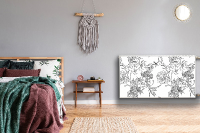 Decoratieve radiatormat Zwart-witte bloemen