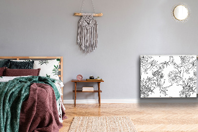 Decoratieve radiatormat Zwart-witte bloemen