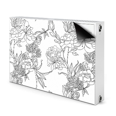 Decoratieve radiatormat Zwart-witte bloemen