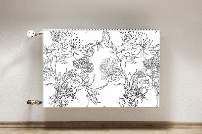 Decoratieve radiatormat Zwart-witte bloemen