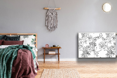 Decoratieve radiatormat Zwart-witte bloemen