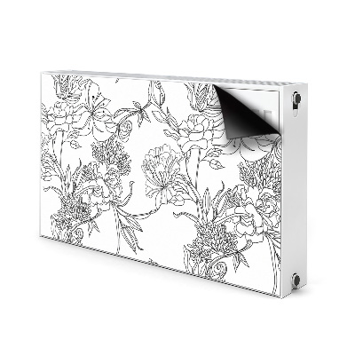 Decoratieve radiatormat Zwart-witte bloemen