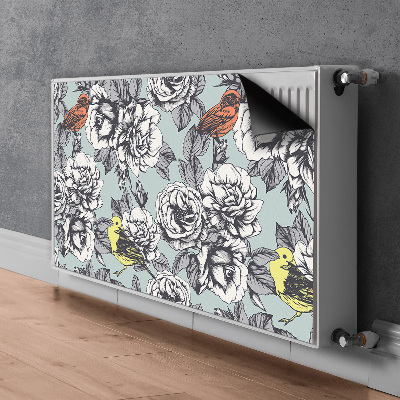 Magnetische radiatormat Rozen en vogels