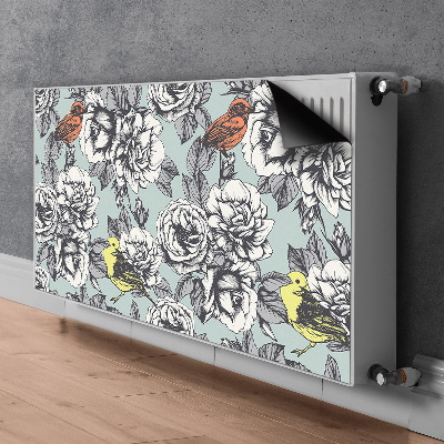 Magnetische radiatormat Rozen en vogels