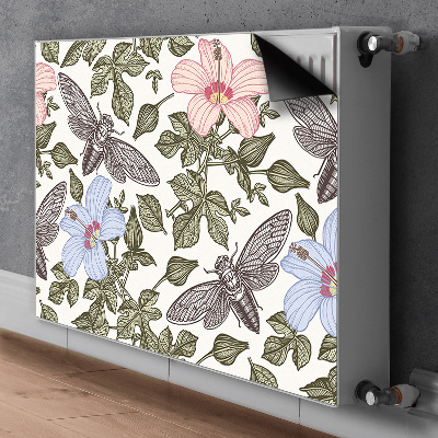 Magnetische mat voor de radiator Vlinders tussen bloemen