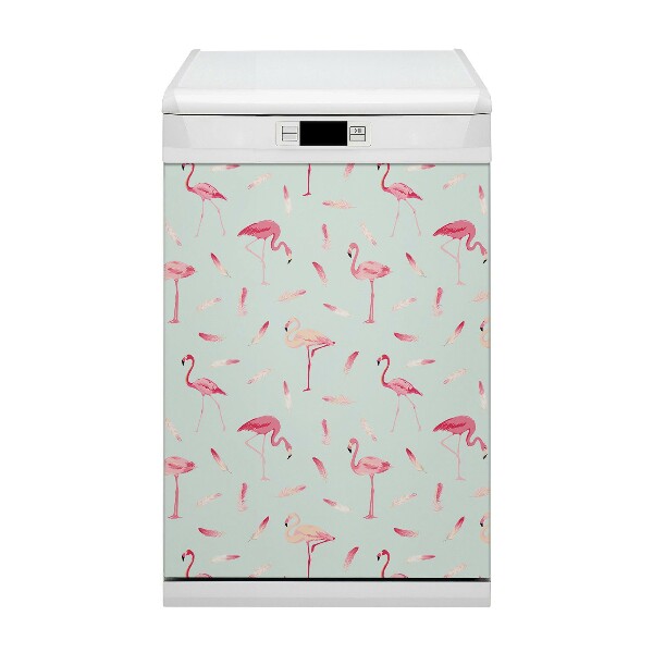 Magnetische Vaatwasser Deur Cover Flamingo's en veren