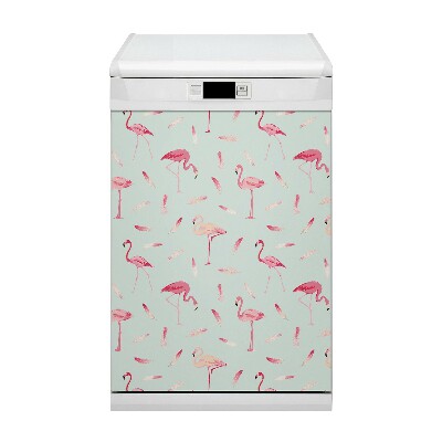 Magnetische Vaatwasser Deur Cover Flamingo's en veren