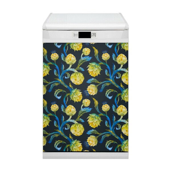 Magnetische Vaatwasser Panel Skin Cover Artisjokbloemen