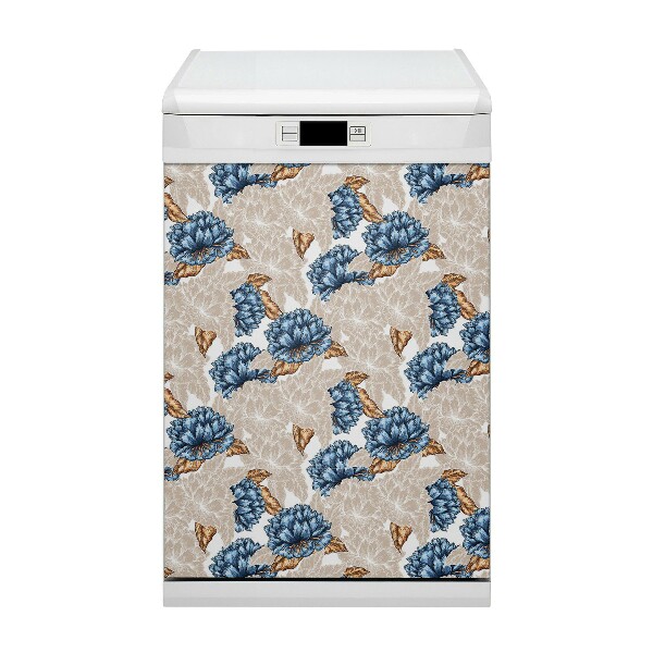 Vaatwasser Panel Cover Blauwe bloemen