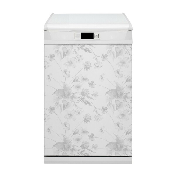 Magnetische Vaatwasser Panel Skin Cover Grijze bloemen