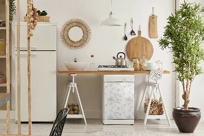 Magnetische Vaatwasser Panel Skin Cover Grijze bloemen