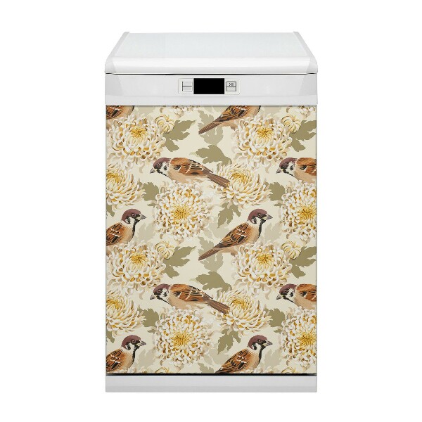 Magnetische Vaatwasser Deur Cover Gouden vogels