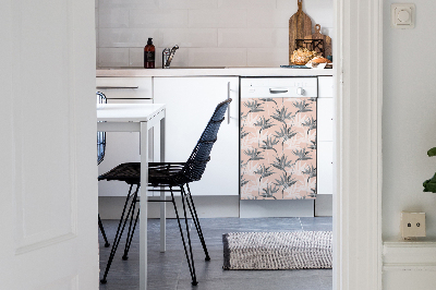 Magnetische Vaatwasser Panel Skin Cover Zwarte bloemen