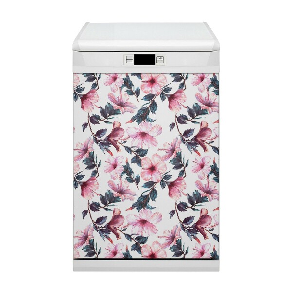 Magnetische Vaatwasser Deur Cover Hibiscus bloemen