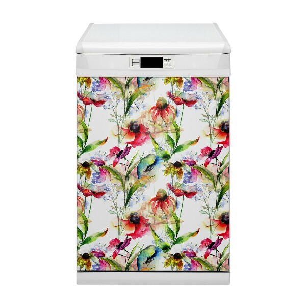 Magnetische Vaatwasser Deur Cover Gekleurde bloemen
