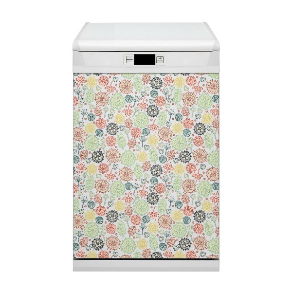 Magnetische Vaatwasser Panel Skin Cover Bloemen en harten