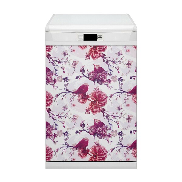 Magnetische Vaatwasser Panel Skin Cover Paarse vogels