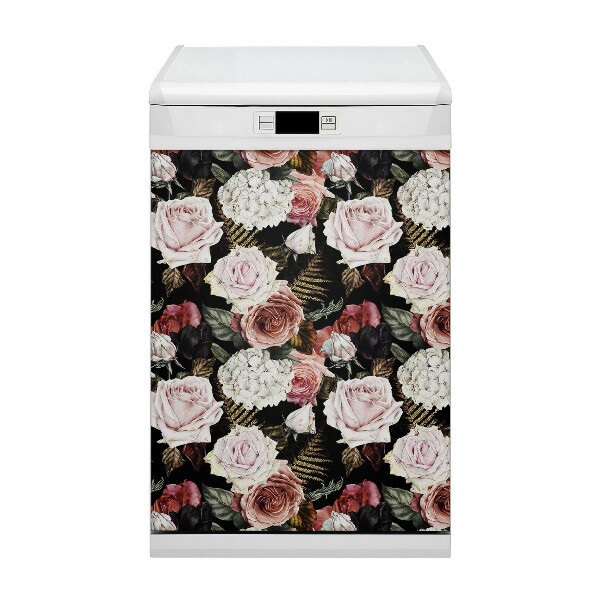 Magnetische Vaatwasser Deur Cover Barokke bloemen