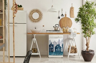 Magnetische Vaatwasser Panel Skin Cover Stad 's nachts