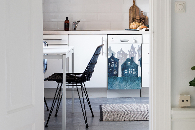 Magnetische Vaatwasser Panel Skin Cover Stad 's nachts
