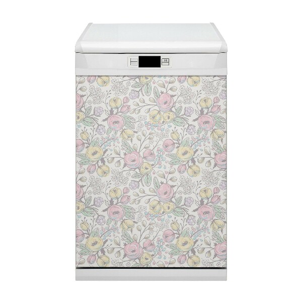 Magnetische Vaatwasser Panel Skin Cover Kleurrijke bloemen