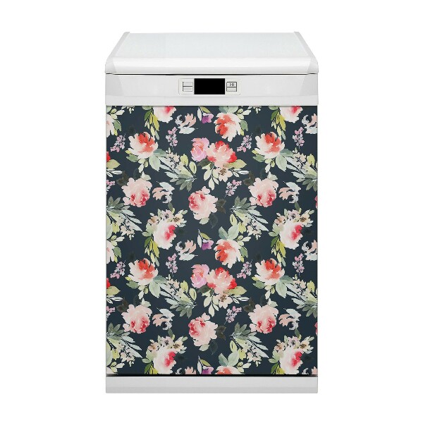 Magnetische Vaatwasser Deur Cover Geschilderde bloemen