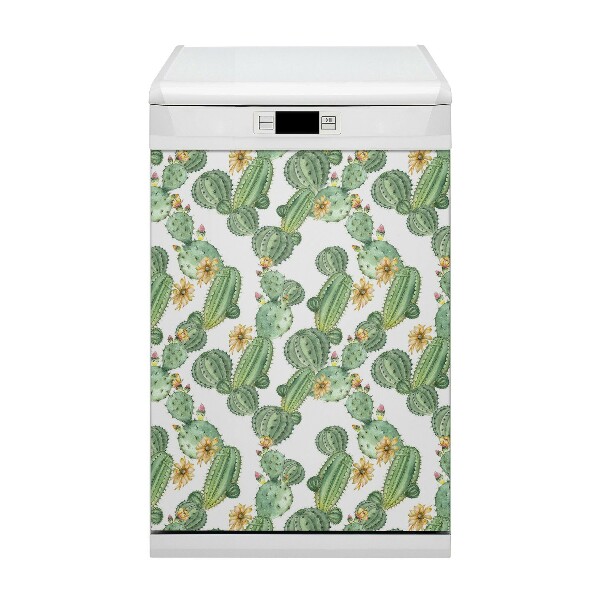 Magnetische Vaatwasser Deur Cover Cacti met bloemen
