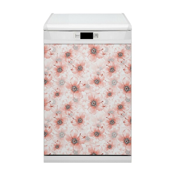 Magnetische Vaatwasser Deur Cover Oranje bloemen