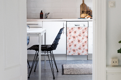 Magnetische Vaatwasser Deur Cover Oranje bloemen