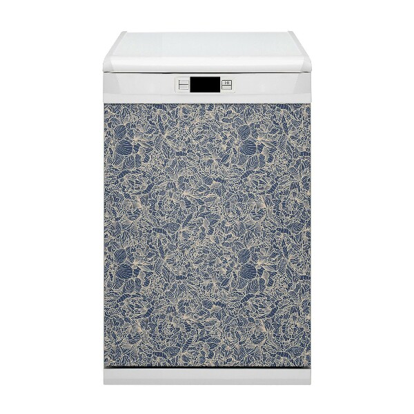 Magnetische Vaatwasser Deur Cover Blauwe bloem