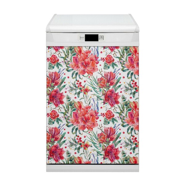Vaatwasser Panel Cover rode bloemen