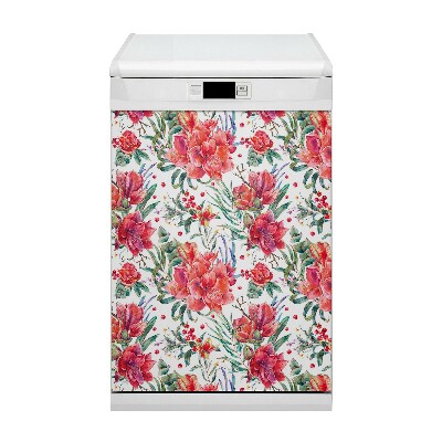 Vaatwasser Panel Cover rode bloemen
