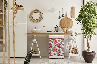 Vaatwasser Panel Cover rode bloemen