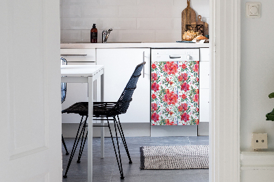 Vaatwasser Panel Cover rode bloemen