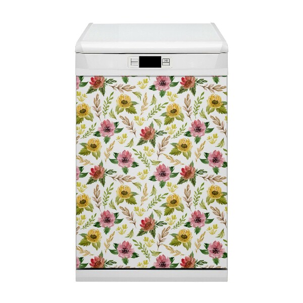 Vaatwasser Panel Cover Waterverfbloemen