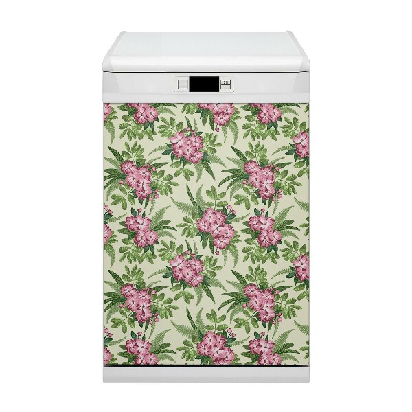 Magnetische Vaatwasser Deur Cover Tropische bloemen
