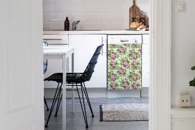 Magnetische Vaatwasser Deur Cover Tropische bloemen
