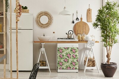 Magnetische Vaatwasser Deur Cover Tropische bloemen