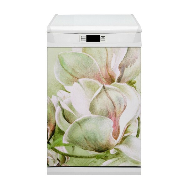Magnetische Vaatwasser Deur Cover Magnolia -bloemen