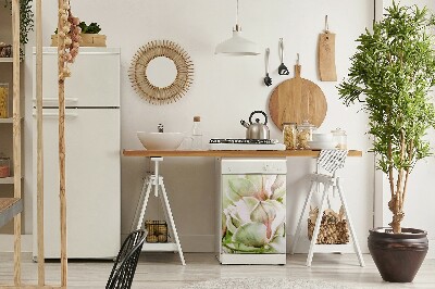 Magnetische Vaatwasser Deur Cover Magnolia -bloemen