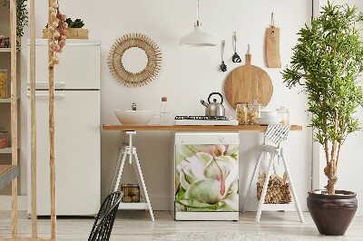 Magnetische Vaatwasser Deur Cover Magnolia -bloemen