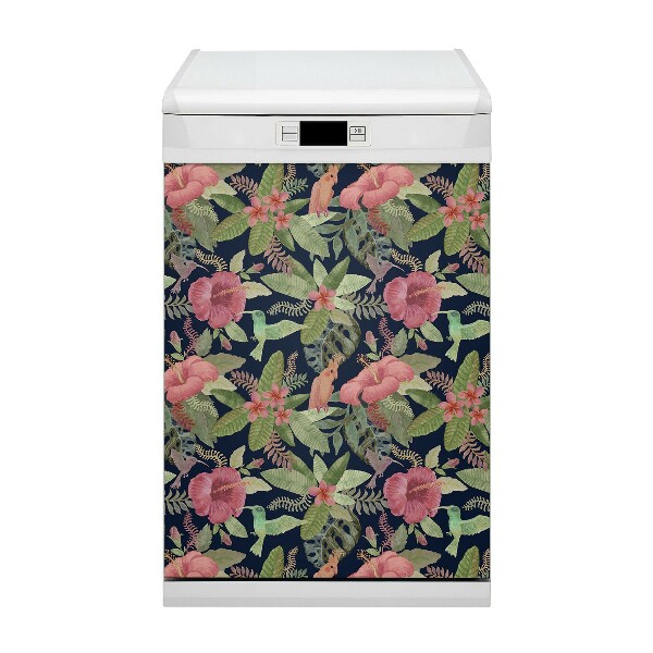 Magnetische Vaatwasser Panel Skin Cover Papegaai in de jungle