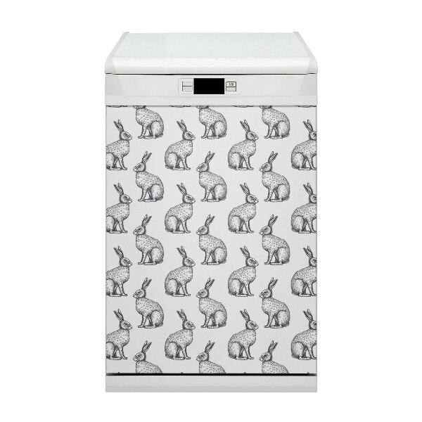 Decoratieve vaatwassermagneet witte konijnen