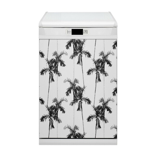 Magnetische Vaatwasser Panel Skin Cover Zwart -witte palmbomen
